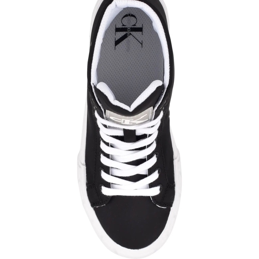 Calvin Klein Black and White Logo High Top Fashion Sneakers - Picture 2 of 5